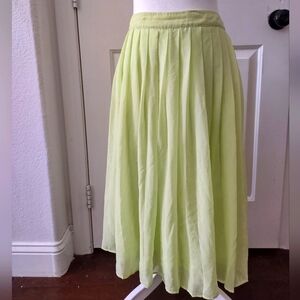 Lime Green Pleated Midi Skirt